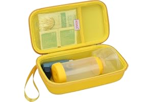 BOVKE Asthma inhalator étui de Voyage Rigide, espaceur d'inhalateur pour Enfants et Adultes, Masque, Support d'inhalateur asthme Sac de Transport avec Sac à médicaments et Autres Accessoires, Jaune