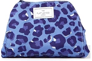 The Flat Lay Co. Makeup Bag - Travel Make Up Organiser for Cosmetics, Eyeshadow, Make-Up Brushes, Lipstick & Tools - Drawstring Makeup Bag Storage with Brush Holder & Large Pockets