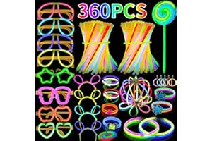 Shrubz 360 Pièces Bâtons lumineux, Bracelet Fluorescent Lumineux, Bracelet Lumineux Fluo Soiree, Bracelet Fluo avec Connecteurs pour Halloween,Noël,Anniversaires,Mariage,Fournitures de Fête Sombre