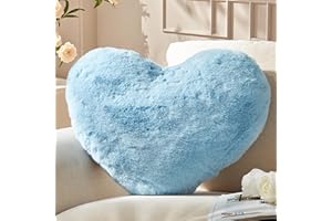 ‎YHOELATA Yhoelata Herzkissen, Hellblau Herzform Kissen Kuschelkissen, Love Zierkissen Aesthetic, Plüsch Kissen für Wohnzimmer Sofa Schlafzimmer Bett, Geschenk 26x36 cm
