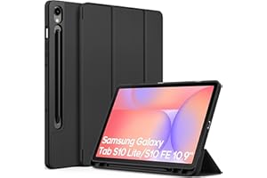 EasyAcc Coque pour Samsung Galaxy Tab S10 Lite 10,9 Pouces 2025 / S10 FE 10,9 2025 / S9 FE 10,9 / S9 11 Pouces 2023 avec Pen Porte-Stylet, Étui de Protection Ultra Fin Housse en TPU, Noir