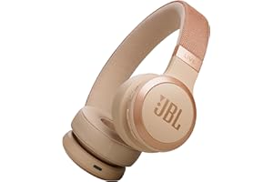 JBL Live 670 NC – Bluetooth On-Ear-Kopfhörer mit adaptivem Noise-Cancelling – Kabellose Ohrhörer mit JBL Signature Sound und Sprachassistent – Langer Musikgenuss für bis zu 65 Stunden – In Sandstein