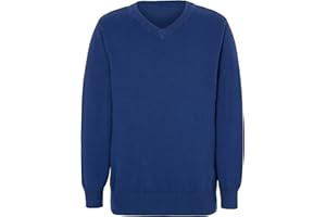 WESTAR Boys Girls Unisex Knitted School Jumper Sweatshirt Jumper V Neck School Ages 4-18 + Adult Size - 7 Colours