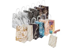 DSDAEDK 12 sztuk torebka na prezenty, Kraftowe papierowe torebki do pakowania na urodziny dziecka, imprezę, upominki