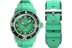 BONACE Correa para Blancpain Swatch,correa de repuesto curvada de goma suave para Swatch Blancpain,banda de liberación rápida de 22 mm para Blancpain x Swatch