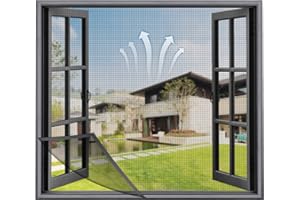 Dawdix Fly Screen for Window 150x150CM Window Net Can Be Cut and Fit Without Drilling,Window Insect Screen Block Mosquitoes, Flies and Bugs Enter,Grey