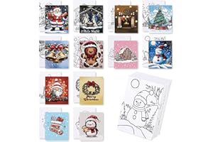 BNG 12 Packs Christmas Pre Drawn Canvas to Paint, Pre Printed Canva for Painting, Pre Stretched Canvas Outline Painting Boards for Beginners, Students, Party Favors, Christmas Decorations(5 * 7in)