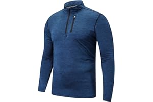 frueo 1/2 Zip Camiseta Running Manga Larga Hombre Camisetas Deportivas de Invierno Secado rápido Camiseta Deportivas Gimnasio con Cremallera Bolsillo
