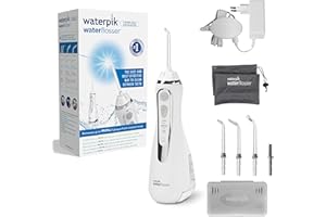 Waterpik - Hydropulseur Sans Fil Advanced, Jet Dentaire Portable Rechargeable, Élimine la Plaque, 3 Niveaux de Pression, Blanc (WP-560EU)