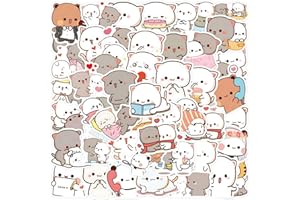 BRIC DODO Lot de 60 autocollants Kawai chat pour voiture, ordinateur portable, téléphone, guitare, skateboard, moto, vélo, Kawaii, chat, en vinyle, imperméable, esthétique, pour adolescents, enfants, adultes
