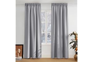 PONY DANCE Tende Termiche Oscuranti per Interni Tenda Oscurante con Fettuccia 2 Pezzi 140x280 cm Curtains per Salotto e Camera da Letto, Grigio Chiaro