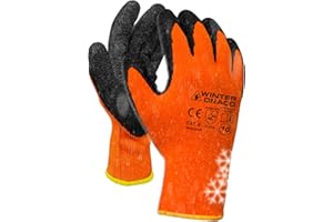 WS-Pro Trevendo Winterhandschuhe - 12 Paar - isolierte Handschuhe mit Latex Beschichtung - Kälteschutz - Sicherheitshandschuhe - Arbeitshandschuhe - kaltes Wetter - flexibel einsetzbar - Größe 10