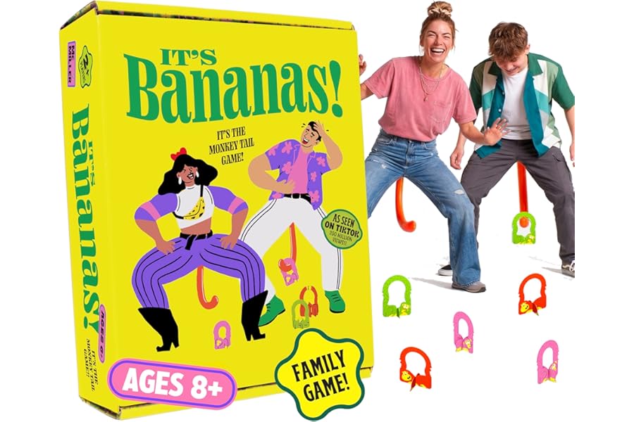 MCMILLER ENTERTAINMENT It’s Bananas! The Monkey Tail Game – Funny Family & Party Game for Kids & Adults | Hilarious Gift for Birthday, Christmas, Bachelorette, Thanksgiving, White Elephant