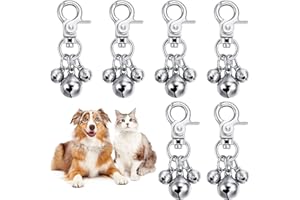 Weewooday 6 Pcs Dog Bells for Collars Loud Dog Bells Key Rings Puppy Collar Puppy Triple Pendant for Cat Gift Necklace Training(Silver)