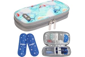 BOMKEE Insulin Kühltasche für Diabetiker, Insulin Pen Tasche Reise Insulin Stiftetui, Insulin Tasche, Medikamenten Kühltasche Tragetasche mit 2 Kühlakkus