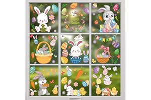 ZSTNPP Easter Decorations Window Stickers, 9 Sheets 130 Pcs Easter Decorations Easter Window Clings Easter Bunny Stickers PVC Static Stickers, Perfect Easter Gifts for Kids & Adults for Home Shop Window