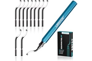 Libraton Outil D'ébavurage, Ebavureur Manuel, Burr Remover avec 11 Lames de Rechange en Acier Rapide, 360° Rotatif Deburr pour Aluminium, l'impression 3D, Cuivre et Acier Métal, Plastique, PVC