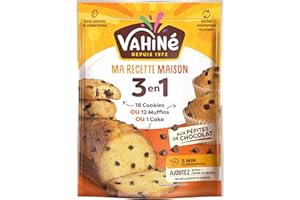 VAHINÉ - Préparation 3 en 1 aux pépites de chocolat, Préparation pour muffins, cookies et cake aux pépites de chocolat noir 300 g