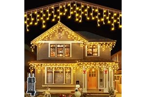 ‎OLLNY Ollny Eisregen Lichterkette außen warmweiß, 3.6M 108 LED Eisregen Lichterkette außen mit Stecker, wasserdicht Weihnachtsbeleuchtung außen für Balkon Haus Fenster Traufe Vorbau Geländer