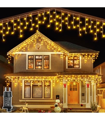 MAGGIFT Eisregen Lichterkette 10 M Mit 400 LEDs – Außen- & Innenbeleuchtung Mit Fernbedienung, Timer, 8 Modi, Dimmbar, IP44 Wasserdicht, 5 M Zuleitung, Warmweiß