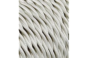 LAMORELL LIGHTDESIGN Cavo Elettrico Treccia/Trecciato Rivestito in Tessuto. Colore Avorio. Sezione 3x2.50 (10 Metri)