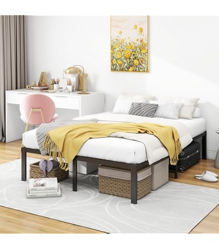 Yicensen Bedframe 90x200 cm, Metalen Platform Eenpersoonsbedframe met Zware Metalen Latten voor Stabiele Ondersteuning, Eenvoudige Montage, Geruisloos, Geen Boxspring Nodig, 30 cm Hoog, Zwart