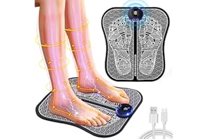 LorSou Electronic Feet Massagers for Pain and Circulation,EMS Foot Massager Electric Massage Mat Muscle Stimulatior Massage Mat,Folding Foot Spa and Massager 8 Modes 19 Intensities,USB Rechargeable