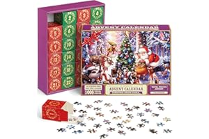 BTLIN Advent Calendar Jigsaw Puzzle 2024, 24-Day Christmas Countdown Family Game, Christmas-Themed Puzzle for Adults and Kids, 1008 Pieces, 19.7 x 27.6 Inches