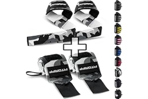 Fitgriff® Straps y Muñequeras para Gym (1 Conjunto) - Accesorios para Gimnasio, Musculacion, Fitness - para Hombre y Mujer