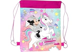 CHARACTEROUTLET Minnie Mouse I Believe in Unicorns Children's Character Pull String School Gym Shoe Swim P.E. Bag