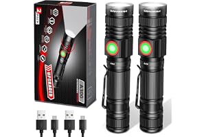 DARKBEAM LED ficklampa uppladdningsbar USB 2000 höga lumen, 2 pack | små och ljusa ficklampor, flashlight fokus justerbar vattenbeständig handhållen blixt torch för camping, utomhus, nödljus