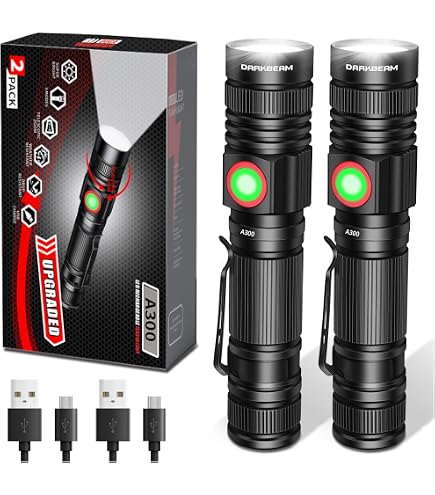 WholeFire Torcia led Ricaricabile USB da 10000 Lumen, Potente Torcia Luminosa Alimentata A Batteria, Impermeabile, Zoomabile Per Campeggio, Militari, Emergenza (Batteria da 3000 mAh Inclusa