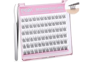 EMEDA Pestañas Autoadhesivas Pre-pegadas Pestañas en Racimos con Curvatura D de 8-14mm de Aspecto Natural, Incluye Pinzas, Kit DIY para la Extensión de Pestañas (Fishtail)