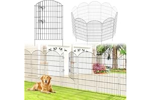 Thealyn Garden Fence 4 Panels + 1 Gate, Outdoor Rustproof Metal Dog Pet Fence Animal Barrier, Garden Fencing Panel Border for Yard Patio Flower Bed (101cm H x 71cm W, Length Total 3.5 m)