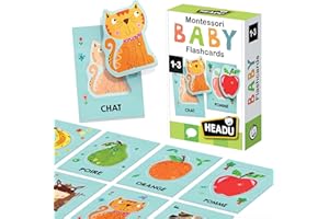 HEADU - Baby Flashcards Montessori FR - Écouter Et Prononcer Les Premiers Mots | Jeu Educatif 2 3 Ans, Jeu Educatif Montessori, Apprendre à Parler, Cadeau Fille, Cadeau Garçon, Made in Italy