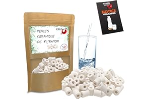 KAMPAI Perles Céramique Filtration Eau - Véritable Purification Naturelle Eau Robinet | Filtrante Anti Calcaire Chlore Mauvais Gout | Ideal pour Purifier Carafe Bouilloire Cafetière (90)