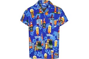 REDSTAR Hawaiian Shirts for Men Funny Shirts with Short Sleeves - Hawaiian Fancy Dress Mens Hawaiian Shirt Button Down Beer Shirts for Men - Ugly Shirts for Stag Do Accessories