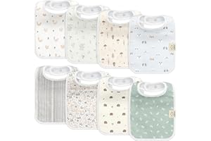 KEABABIES Lot De 8 Bavoirs Bio Pour Bébé Garçon Et Fille - En Coton Pour Tout-petits Et Nourrissons