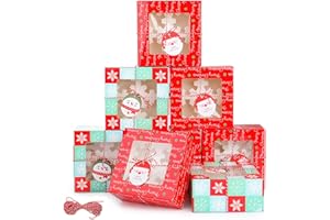 wordmouk 12 Pezzi Natale Scatole Regalo, Scatole per Biscotti di Natale Scatole Regalo per Cupcake Scatole per Dolci da Forno Scatola per Caramelle al Cioccolato per Le Vacanze Festa del Compleanno