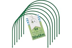 TTL Garden 6X 50x48cm Tunnelbögen - 6er Set Folientunnel Bögen 50cm breit aus beschichtetem Stahl, Rund Bogen für Abdeckung Frühbeet Hochbeet Gemüsebeet, stabil langlebig & rostfrei