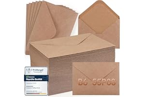 ‎MOINKERIN moinkerin 55 Stück Briefumschläge ohne Fenster aus Kraftpapier | DIN B6 130 g/m² Braune | 55 Stück mit Nassklebung | Für DIY, Hochzeit, Geburtstag (B6-Braun, 55)