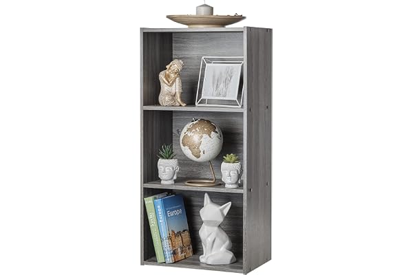 Iris Ohyama, Meuble de Rangement en Bois, bibliothèque 40cm de Largeur, 3 Niveaux Étagère, Meuble Modulaire, Polyvalent, Gris, Salon, Bureau, Chambre, Livre, Déco, Assemblage Facile, CX-3