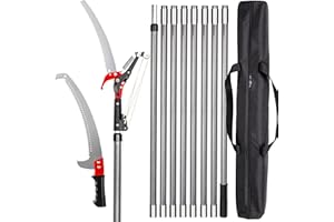 Walensee Pole Saws for Tree Trimming,220-823cm Extendable Tree Pruner,Manual Branch Timmer with Blade and Scissors High Branches Pruning Fiberglass Pole Pruner and Cutter Garden Tool with Storage Bag