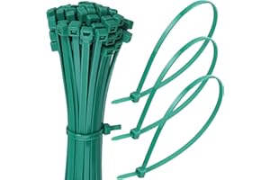 JCT Coloured Cable Ties - 100 pcs Green Zip Ties for Secure Cord Management - Heavy Duty Up to 54.4 kg Tensile Strength - 150 x 3.6 mm Tie Wraps With Auto-Locking Mechanism - Just Cable Ties
