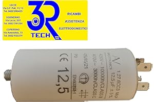 CASARICAMBI Condensador con doble conector y vástago a rosca M8 – Capacidad: 12,5 µF.