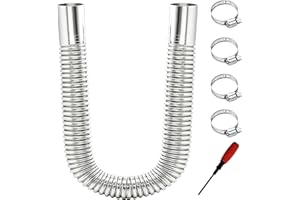 LEBOKJ 60cm Tuyau d'échappement, 25mm Portable Flexible Tuyau d'échappement en Acier Inoxydable, avec 4 pinces en acier inoxydable et outil de montage pratique, pour Chauffage Diesel Voiture