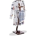 Relaxdays Valet Stand with Walnut Look, Wooden & Metal Butler, Clothes Rack HWD 112 x 46.5 x 33 cm, Dark Brown