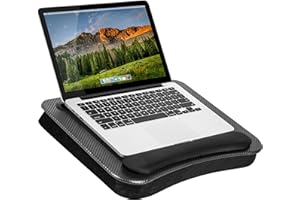 LapGear Memory Foam Lap Desk with Wrist Rest and Media Slot - Medium - Black Carbon - Fits up to 15.6 Inch Laptops and Most Tablet Devices - Style No. 91338