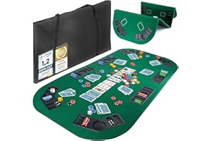 GOODS+GADGETS Tapis de Table de Poker XXL Pliable ; Accessoires de Poker Tapis de Table de Poker en Feutre de Haute qualité ; avec 8 Porte-gobelets ; Mobile & Pliable (Vert - 160 x 80 cm)