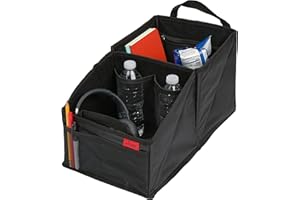 Lusso Gear Children's Car Organiser with Drink Holders, Car Children's Organiser, Car Truck & Transporter Front & Back Seat Organiser, Car Organiser with 9 Compartments, Boot & Mobile Office (Black)